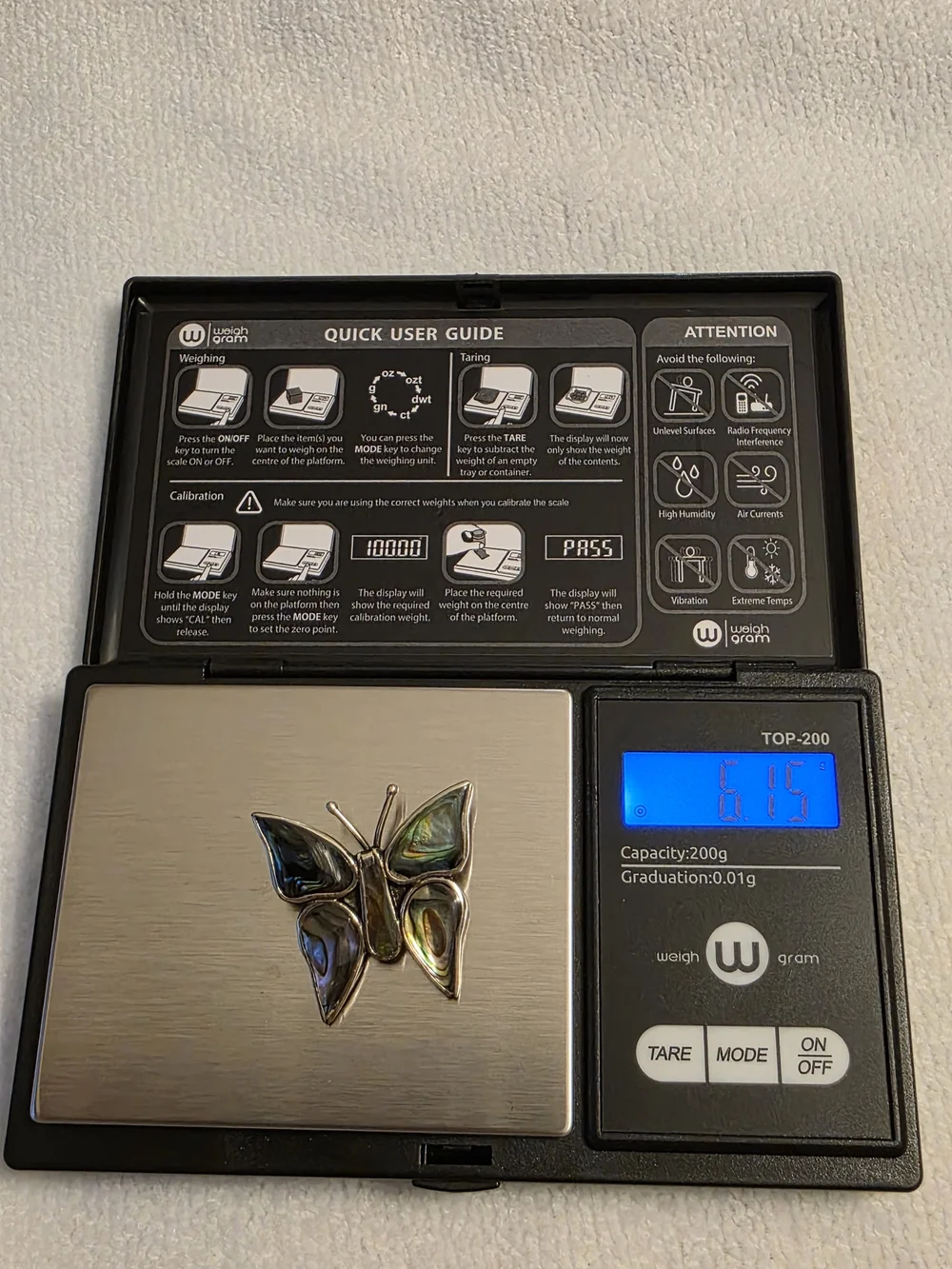 Vintage Mexican Sterling Silver Abalone Butterfly Brooch 2
